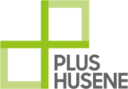 PlusHusene logo i grøn og grå farve